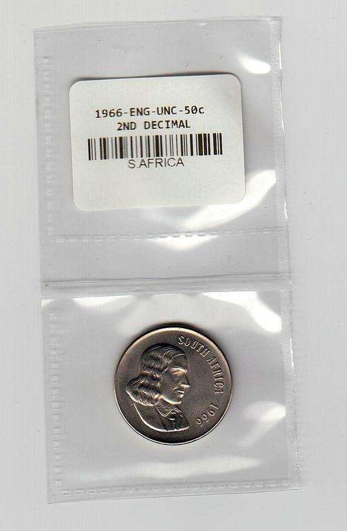 1966 UNC JAN VAN RIEBEECK 50c PIECE 2ND DECIMAL SERIES