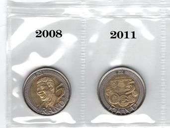 MADIBA - 2 COINS SOLD AS A SET-2008 90TH B/DAY+2011 SARB ANNIVERSARY