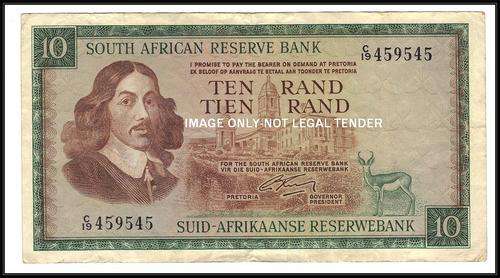 1966 G RISSIK  R10 NOTE C/19 2ND ISSUE ENG/AFR  - VF