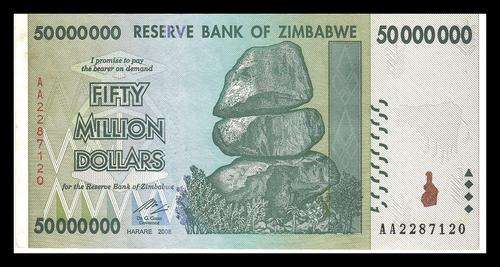 ZIMBABWE 50 MILLION DOLLARS - VF+   AA