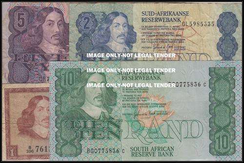 SOUTH AFRICAN RESERVE BANK - SET OF 4 BANKNOTES - R1/R2/R5/R10 - FINE