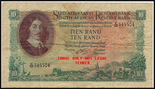 1962 G RISSIK OLD R10 NOTE C/52  1ST ISSUE AFR/ENG  VF