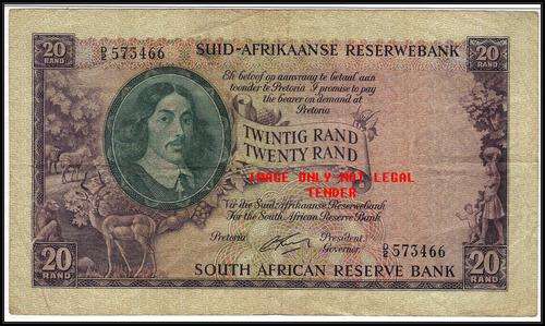 G RISSIK OLD R20 NOTE 1962  D/2  AFR/ENG 1ST ISSUE  VF