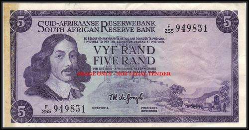 TW DE JONGH OLD R5 NOTE F/255 3RD ISUE OF 1975 FINE