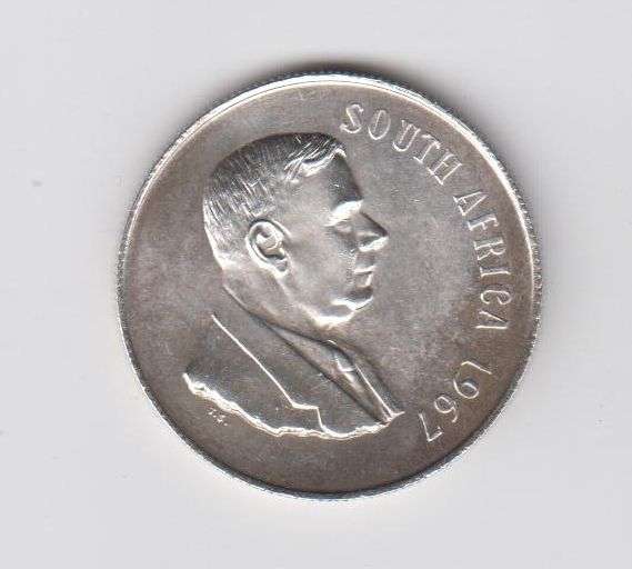 SOUTH AFRICA HF VERWOERD OLD R1 COIN  OF 1967