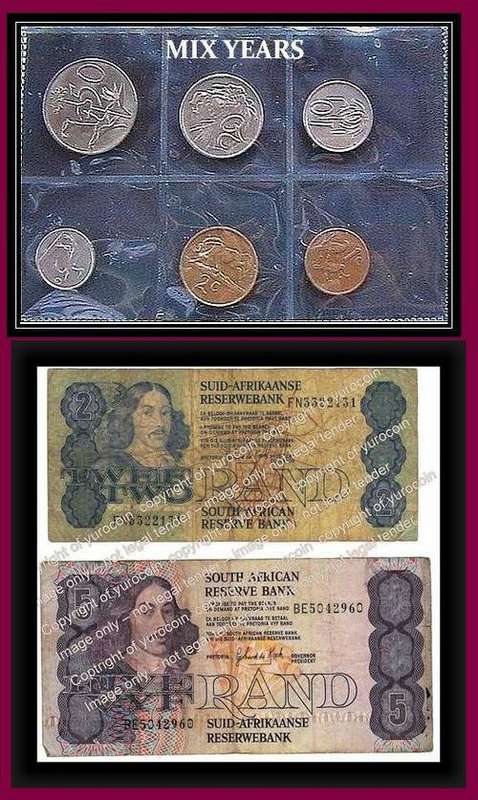 RSA SET OF 2 BANKNOTES AND A SET OF COINS - USED