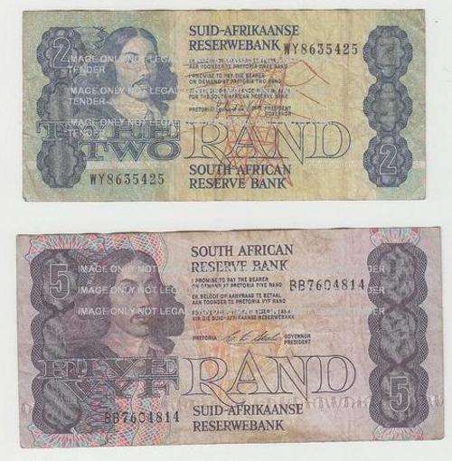 SOUTH AFRICAN RESERVE BANK SET OF 2 BANKNOTES SOLD AS A SET R2  R52