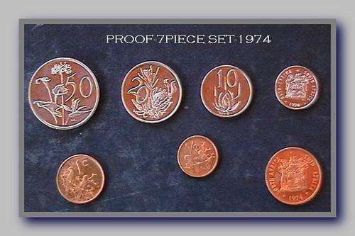 PROOF RSA 7 PIECE COIN SET-1974 FROM1/2c TO 50c-EXCELLENT COLLECTION