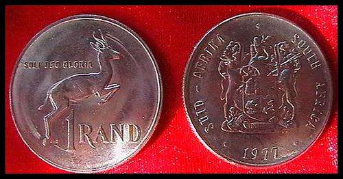 1977 ALMOST PERFECT RSA NICKEL SPRINGBOK R1 COIN @@#### CRAZY R1 START