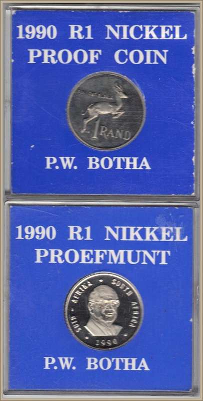 SEALED RSA 2ND DECIMAL OLD SPRINGBOK R1 COIN-  BOTHA  (PROOF)