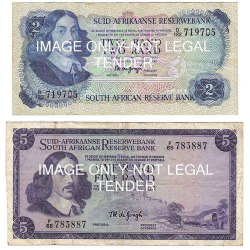 TW DE JONGH OLD R2 2ND ISSUE + OLD R5 1ST ISSUE AFR/ENG 1967/1974
