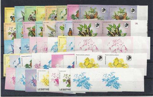 Lesotho 1984 Butterflies set of 15 imperforate with color seperations