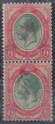 South Africa Officials 1913 KGV 1Pound pair used