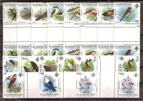 Seychelles ZIS 1983 Birds set of 16 in gutter pairs
