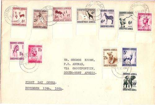South West Africa 1954 Animals FDC