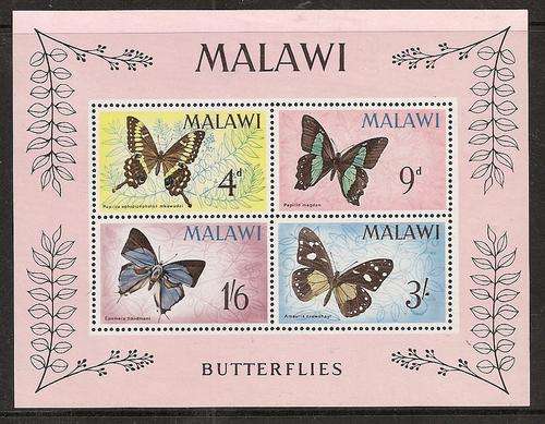 Malawi 1966 Butterflies miniature sheeet