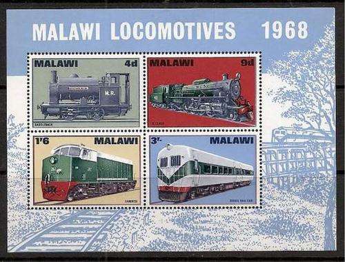 Malawi 1968 Locomotives miniature sheeet