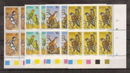 South West Africa 1974 Rare Birds set of 4 in blks of 6 unmounted mint