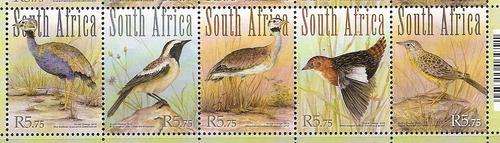 South Africa 2010 Grassland Birds strip of 5 unmounted mint