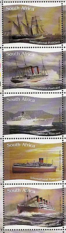South Africa 2007 Union Castle Ships strip of 5 unmounted mint