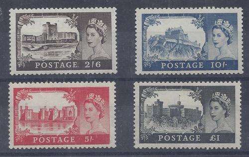 Great Britain 1959 QEII Castles DLR set of 4, very fine unmounted mint
