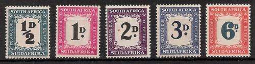 South Africa Postage Due 1948/49 set of 5 unmounted mint