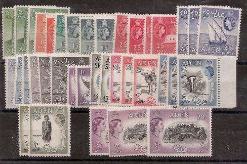 Aden 1953/63 QEII Definitive set of 37 includes all shades varieties unmounted mint
