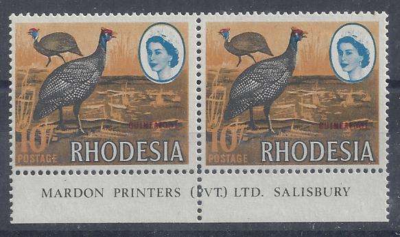 Rhodesia 1966/70 Mardon 10s imprint pair