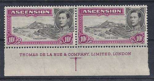 Ascension Islands 1938 KGVI 10s imprint pair very fine unmounted mint