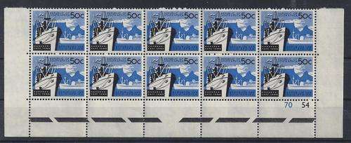 South Africa 1961 1st Definitive 50c Coat of Arms watermark bottom double strip, fine unmounted mint