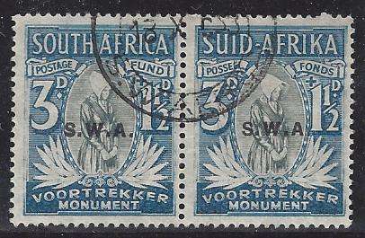 South West Africa 1935 Voortrekker 3d overprint shift to centre, fine used