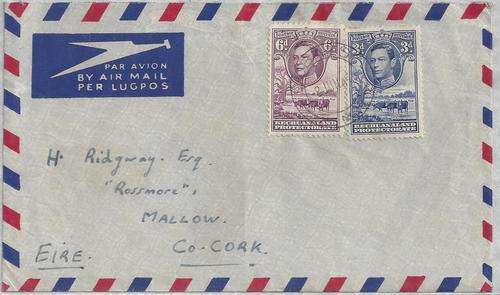 Bechuanaland 1940 KGVI airmail cover with 3d and 6d from Lobatsi to UK, fine