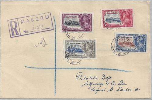 Basutoland 1935 KGV Silver Jubilee set on cover, fine