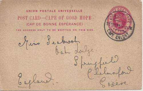 Cape of Good Hope 1898 QV 1d postal stationary card sepia view Adderly Street on reverse, very fine