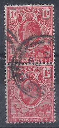 Basutoland OFS KEVII 1d pair with Maseru cancellation, scarce, fine