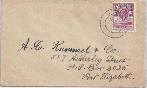 Basutoland 1938 KGV 2d used on Mokotlong cover, very fine
