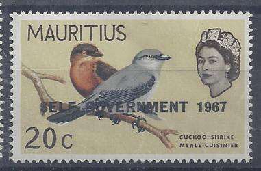 Mauritius 1967 Birds 20c Self Government inverted watermark unmounted mint