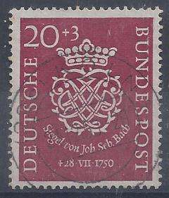 Germany West 1950 Bach 20 plus 3 pf  very fine used