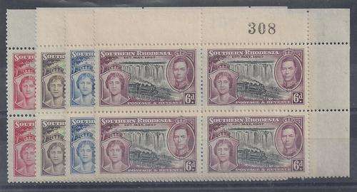 Southern Rhodesia 1937 KGVI Coronation sheet no blocks of 4, very fine unmounted mint