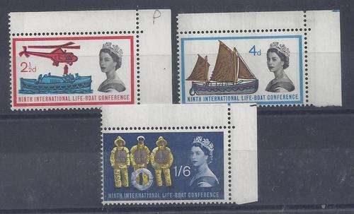 Great Britain 1963 National Lifeboat set of 3 with phospshor, very fine unmounted mint
