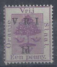 Orange River Colony 1900 VRI raised stops 1d, no stop after I, fine mint