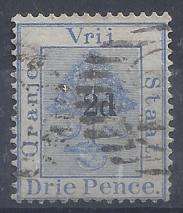 Orange River Colony 1888 2d on 3d, fine used