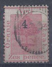 Oange River Colony 1877 4d on 6d Type a, fine used