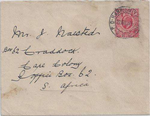 Orange River Colony 1906 KEVII on Harrismith Army cover, fine