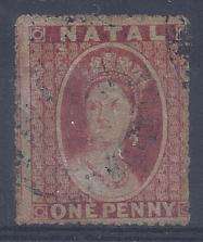 Natal 1862 1d rose red fine used