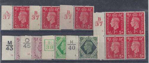 Great Britain 1937 KGVI lot of control pieces, fine mint