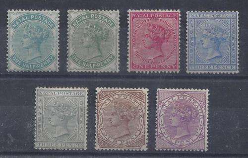 Natal 1882 QV set of 7 includes both half and 3ds fine mint