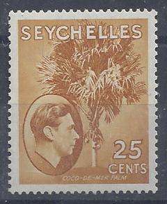 Seychelles 1938 KGVI 25c brown ochre, fine mint