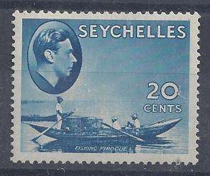 Seychelles 1938 KGVI 20c blue, fine mint