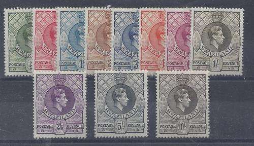 Swaziland 1938 KGVI perf 13 half x 13 set of 11 fine mint